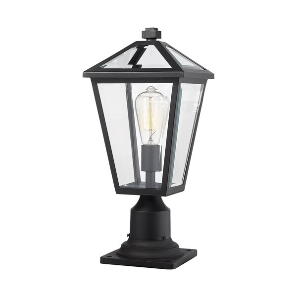 Z-Lite Talbot 1 Light Outdoor Pier Mounted Fixture, Black & Clear Beveled 579PHMR-533PM-BK - main